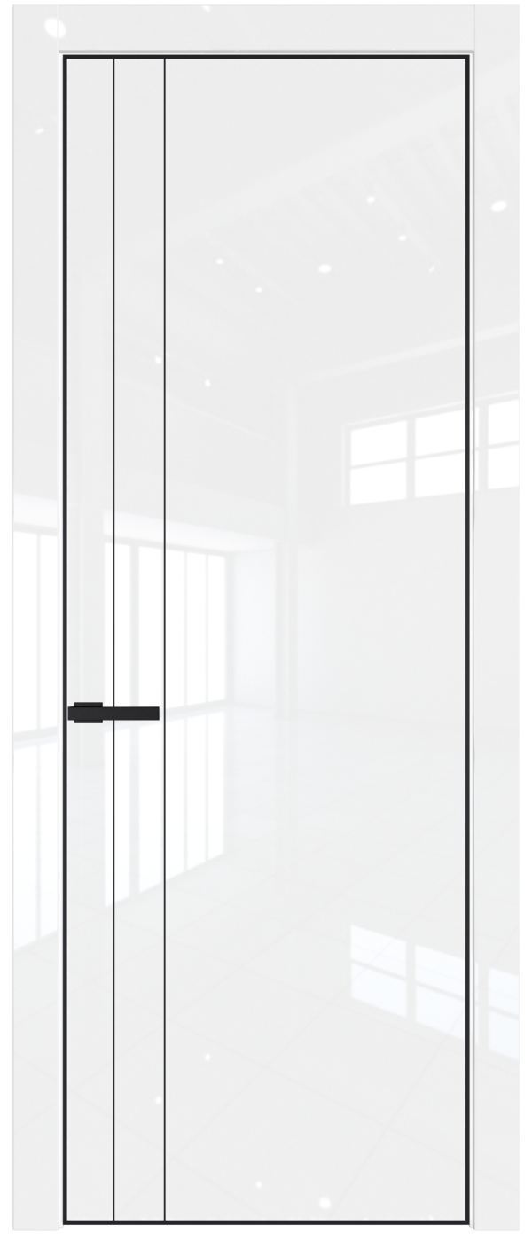 Фото двери Профильдорс (Profildors) 12LA цвет - Белый люкс стекло -  - профиль Черный матовый RAL9005