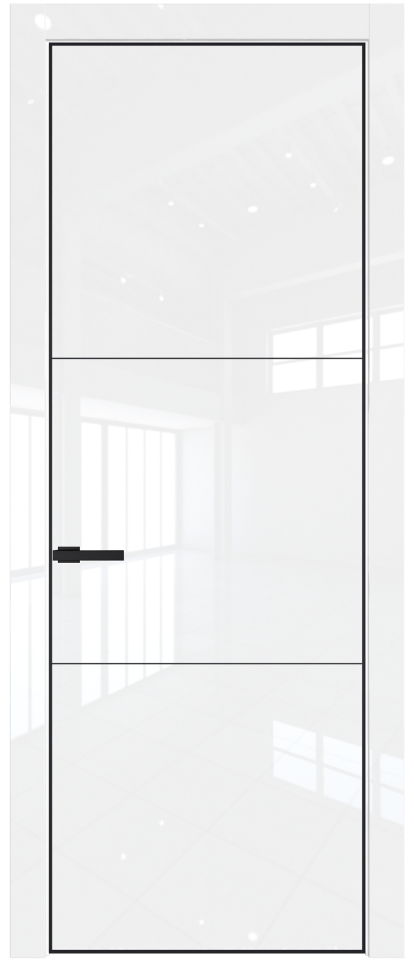 Фото двери Профильдорс (Profildors) 13LA цвет - Белый люкс стекло -  - профиль Черный матовый RAL9005