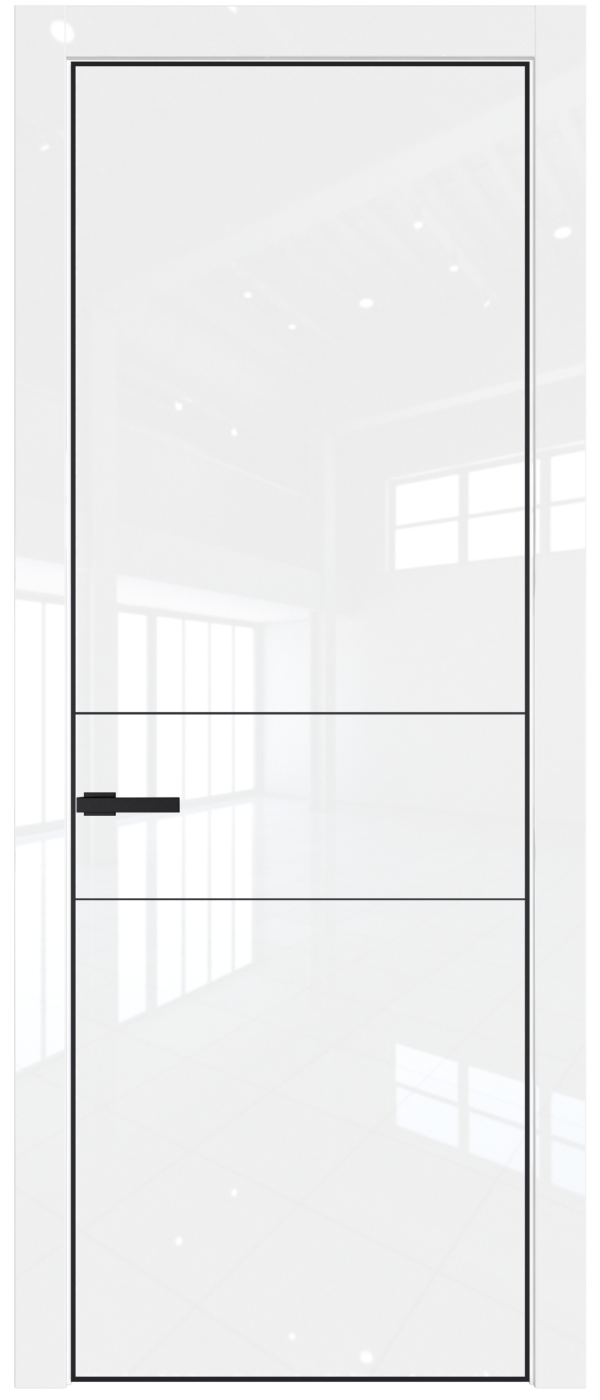 Фото двери Профильдорс (Profildors) 14LA цвет - Белый люкс стекло -  - профиль Черный матовый RAL9005