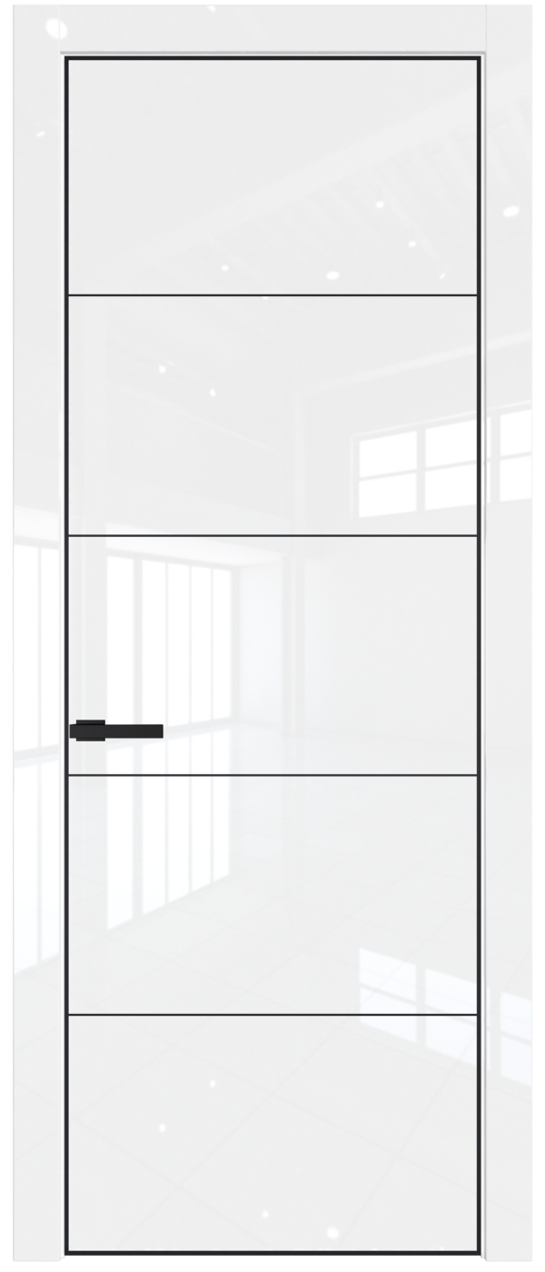 Фото двери Профильдорс (Profildors) 15LA цвет - Белый люкс стекло -  - профиль Черный матовый RAL9005
