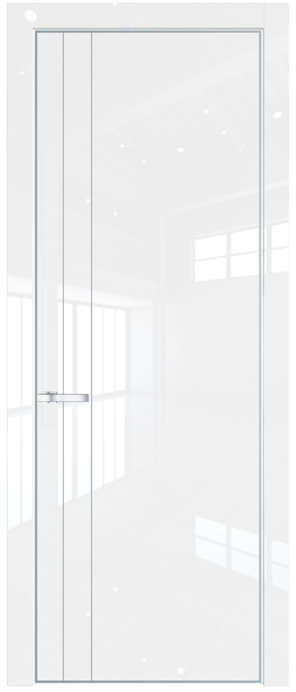 Фото двери Профильдорс (Profildors) 12LE цвет - Белый люкс стекло -   вставка -  кромка - Серебро