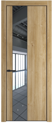 Фото двери Профильдорс (Profildors) 19NA цвет - Дуб Карамель стекло -   профиль - Черный матовый RAL9005