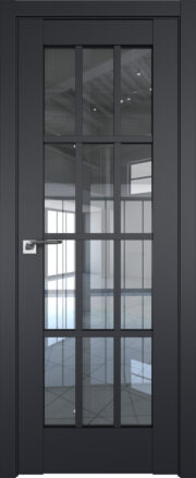 Фото двери Профильдорс (Profildors) 102U цвет - Чёрный Seidenmatt стекло - Прозрачное